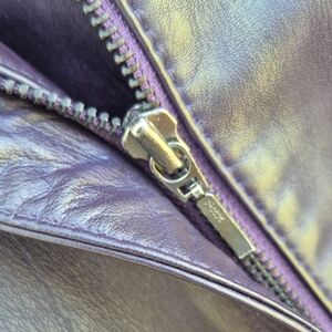 Style & Co. Woman (India) Ladies Snap Collar Deep Purple Genuine Leather Jacket